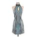 Karen Millen Cocktail Dress - A-Line High Neck Sleeveless: Blue Dresses - New - Women's Size 2X-Small