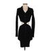 SEEK The Label Casual Dress - Mini Collared Long sleeves: Black Print Dresses - Women's Size Small