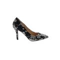 Nine West Heels: Slip On Stiletto Feminine Black Floral Shoes - Women's Size 7 - Pointed Toe