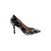Nine West Heels: Slip On Stiletto Feminine Black Floral Shoes - Women's Size 7 - Pointed Toe