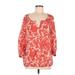 Ann Taylor LOFT 3/4 Sleeve Blouse: Red Tops - Women's Size Medium