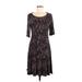 DressBarn Casual Dress - A-Line Scoop Neck 3/4 sleeves: Black Dresses - Women's Size 8