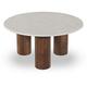 Drawer - Table basse en marbre et bois massif ø80cm - Sula - Couleur - Blanc ivoire