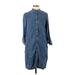 J.Jill Casual Dress - Shirtdress: Blue Dresses - Women's Size X-Small