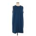 G by Giuliana Rancic Casual Dress - Mini High Neck Sleeveless: Blue Solid Dresses - Women's Size 1X