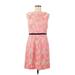 Ann Taylor LOFT Casual Dress - Mini Scoop Neck Sleeveless: Pink Floral Dresses - Women's Size 6