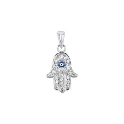 amor - Motivanhänger für Damen, 925 Sterling Silber, Zirkonia synth., Glas | Hamsa Hand Ketten 1 ct