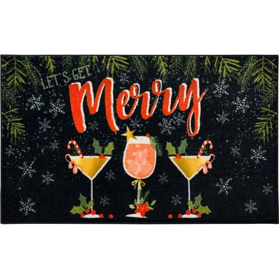 Lets Get Merry Kitchen Rug by Mohawk Home in Black (Size 30 X 50)