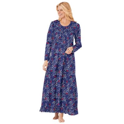 Plus Size Women's Long-Sleeve Gown by Dreams & Co. in Evening Blue Cardinals (Size 3X) Nightgown