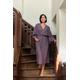 Linen Kimono Robe For Women - Lavender Bathrobe With Pockets Oversized Wide Sleeve Japanese Style Dressing Gown Petra