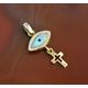 Good Luck Eye Cross 14K Gold Pendant, Eye Cross Good Luck Necklace, Baptism Jewelry Gift