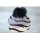 Girls Zebra Print Winter Hat With Pompom , Black & White Animal Autumn Fashion, Beret Hat, Toddler Felt Custom Made Hats