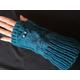 Handmade Owl Knit Fingerless Gloves Mittens Arm Warmers Glovelets Wool Blend Hooter Night Bird Teal