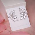 Crystal Earrings Bridal Drop Wedding Jewelry Set Bridesmaids Leaf