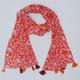 Scarves For Women, Women Accessories, Botanical Scarf, Cotton Scarf in Red Orange Base Floral With Tussle, Soft