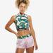 Adidas Tops | Adidas Originals X Farm Rio Palm Leaf Crop Top | Color: Green/Pink | Size: Xs