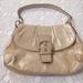 Coach Bags | Coach Shoulder Bag Purse Champagne Gold Metallic Soft Leather Flap Snap Medium | Color: Gold | Size: Os