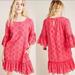 Anthropologie Dresses | Anthropologie Dani Pink Eyelet Lace Boho Party Ruffle Scallop Tunic Dress Sz 4 | Color: Pink | Size: 4
