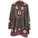 Free People Dresses | Free People Smell The Roses Point Collar Long Sleeve Snap Front Mini Dress Xs | Color: Brown/Pink | Size: Xs