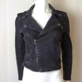 American Eagle Outfitters Jackets & Coats | Black Denim Moto Jacket Distressed And Size Small | Color: Black | Size: S