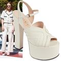 Gucci Shoes | Gucci Shoes Open Toe Platform White Leather Keyla Sandals | Color: White | Size: Various