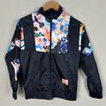 Adidas Jackets & Coats | Adidas Floral Shiny Bomber Jacket | Color: Black/Pink | Size: M