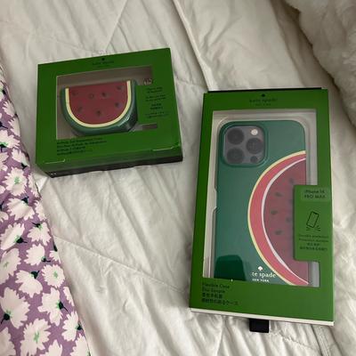 Kate Spade Accessories | Watermelon Kate Spade Iphone, 14 Pro Max Case, And Airpods Third Generation Case | Color: Green/Red | Size: Os