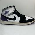 Nike Shoes | Nike Air Jordan 1 Mid Se Varsity Purple/White/Black | Color: Black/Purple | Size: 15