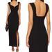 Free People Dresses | Free People Eleni Bodycon Maxi Dress In Black Smocked Side Slit Sweetheart L | Color: Black | Size: L