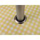 Round 180cm Wider Width PVC Tablecloth with Parasol Hole - Yellow Gingham Bistro - Garden Tablecloth Outdoor Vinyl