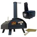Fresh Grills Steel Outdoor Pizza Oven – Portable Wood Fired BBQ Pizza Maker Inc Raincover, Pizza Stone, Pizza Slice, Charcoal, Pellet, Wood burning (Black Single Wall)