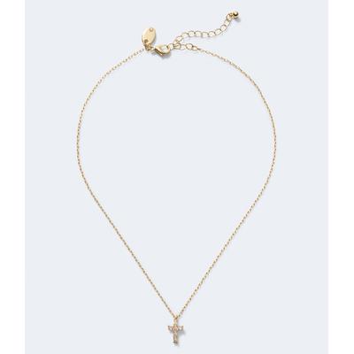 Aeropostale Womens' Gem Cross Necklace - Gold - Si...