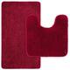 LARIAU Absorbent Bath Mat Set 2 Pieces Non Slip Bath Rug 50x80cm and U Shape WC Toilet Rug 50x50cm with High Hydroscopicity Rugs Super Soft Cozy and Shaggy Microfiber Rug Carpet for Bathroom Red