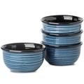 glowworm Cereal Bowls Set of 4, 20 OZ Ceramic Soup Bowls, Bowls Set for Kitchen, Modern Bowls for Cereal, Soup, Oatmeal, Ice Cream, Salad, Pasta Dishwasher Microwave Safe, Blue