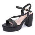 DADAWEN Women's Chunky Block Heel Ankle Strap Sandals 3.6 Inch Open Toe Dress Shoes Black 7.5 UK