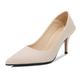 Women's Pointed Toe High Heels,2.9 inch/7.5cm Patent Leather Pumps,Wedding Dress Shoes,Cute Evening Stilettos,White,8.5 UK