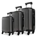 Kono Luggage Sets of 3pcs Lightweight ABS Hard Shell Trolley Travel Case with 4 Wheeled Spinner 19" 24" 28" (Grey Set)