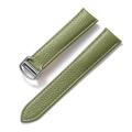 LQXHZ Men's And Women's Leather Straps Folding Buckle Strap, (Color : Olive green, Size : 18mm)