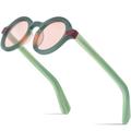 Matte Acetate Sunglasses UV400 Men Fashion Retro Vintage Oval Sun Glasses Women Shades,Matte Green Pink,One size
