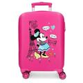 Joumma Disney Minnie Around The World Cabin Suitcase Pink 33 x 50 x 20 cm Hard ABS Combination Lock Side 28.4L 2 kg 4 Double Wheels Luggage Hand Luggage, Pink, Cabin Suitcase