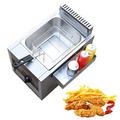 Commercial Fryer Stainless Steel Deep Fat Fryer with Basket & Lid, Large Capacity Gas Deep Fat Fryer Easy Clean for Food Cooking & French Fries Home (Style1)