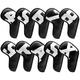 Golf Iron Covers 10pcs,Golf Iron Head Covers Leather Golf Iron Covers Set Colorful Golf Iron Headcovers,Golf Club Head Covers for Iron with Magic Tape Fit Titleist,Callaway,Ping (Black)