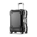 Suitcase Luggage Aluminum Frame Trolley Case Trolley Case Travel Case Stylish Simple Luggage Boarding Case With Water Cup Holder Travel Luggage with Wheels ( Color : Schwarz , Taille unique : 20inch )