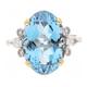 Jollys Jewellers Women's 18Carat White & Yellow Gold 4.00ct Blue Topaz Solitaire & 0.40ct Diamond Accents Ring (Size M) 11x15mm Head | Luxury Ladies Ring
