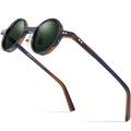 MUTYNE Acetate Polarized Sunglasses Men Retro Vintage Small Round Sun Glasses for Women Shades,Brown,One size