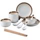 Ceramics Dinnerware Sets, Plates and Bowls Sets | 45 Pcs Nordic Mocha Color Dinner Plates Set-Kitchen Dishes Dinnerware Set for Family Party