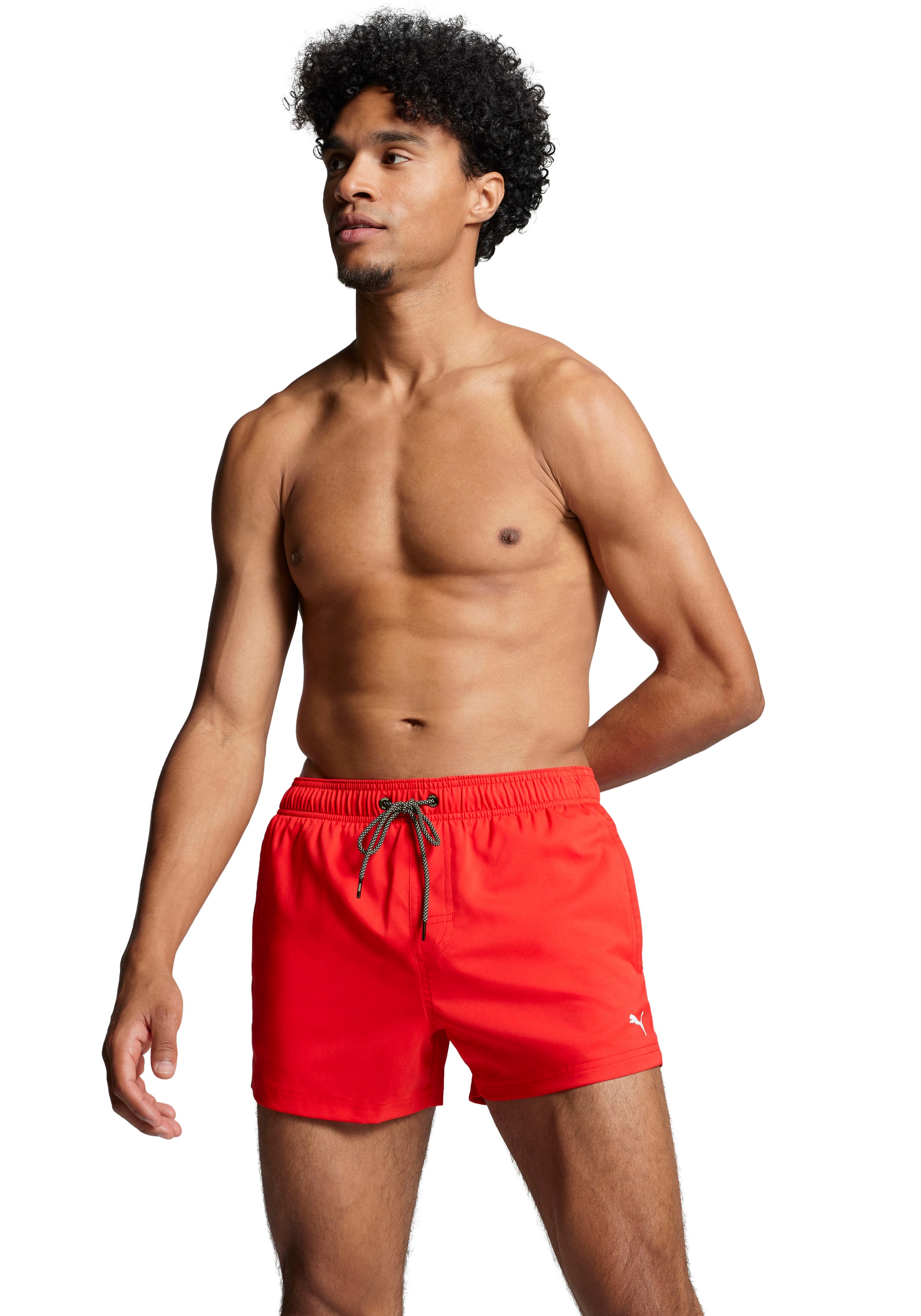 Badeshorts PUMA "PUMA SWIM MEN SHORT LENGTH SWIM SHORTS", Herren, Gr. L, N-Gr, rot, Web, Obermaterial: 100% Polyester, unifarben, Badehosen, mit seitlichen Eingriff-Taschen, Gesäßtasche mit Klettverschluss Image