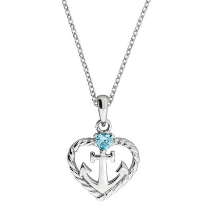 Kette mit Anhänger FIRETTI "Schmuck Geschenk Silber 925 Halsschmuck Halskette Ankerkette Herz", bunt (silberfarben, blau), Halsketten, Damen, Silber 925 (Sterlingsilber), L: 45cm, mit Zirkonia (synth.) Image