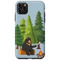 Hülle für iPhone 11 Pro Max Kamin Camping Bär Fichte Bäume Holzscheite Feuerlager Design