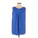 Ann Taylor LOFT Sleeveless T-Shirt: Blue Solid Tops - Women's Size Large